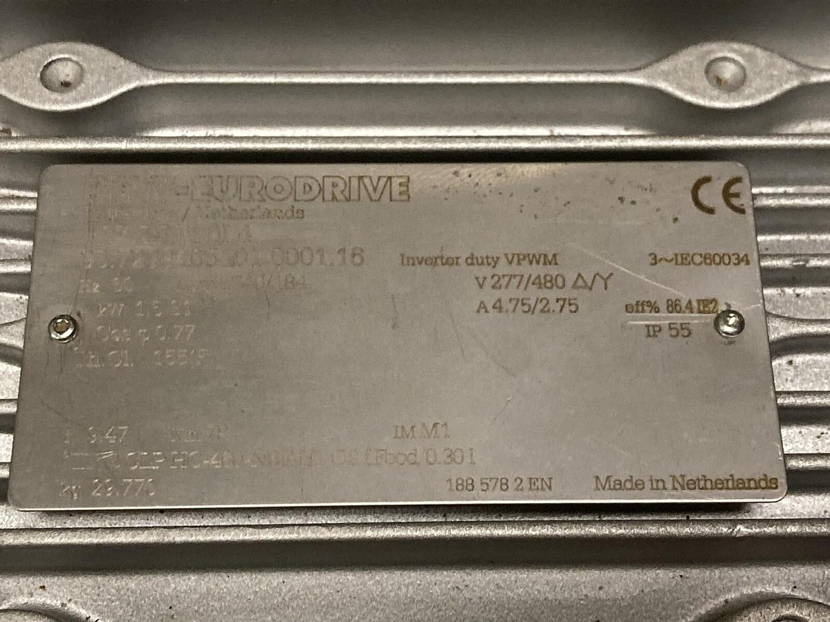 Used Sew-Eurodrive,R37 DRE80M4 1.5 S1 kW, Gearmotor 1740/184 RPM 277/480V