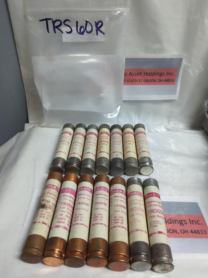 Used GOULD SHAWMUT,TRS60R,TRI-ONIC 60 AMP FUSE LOT OF 14 PRE-OWNED