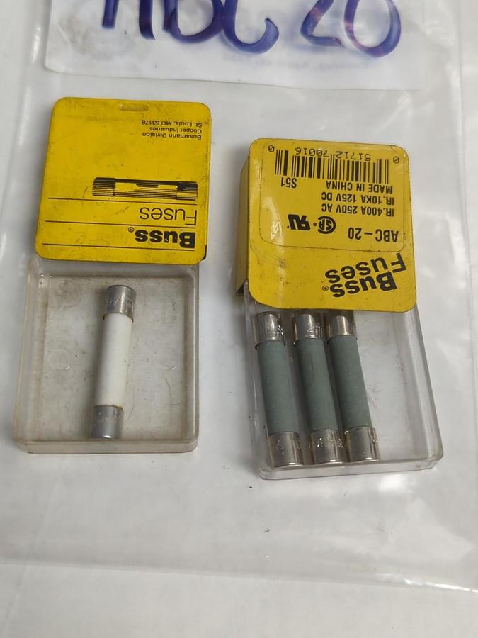 COOPER BUSSMANN,ABC-20,20 AMP FUSE LOT OF 4 NOS