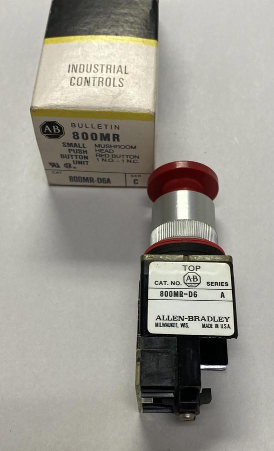 Used ALLEN BRADLEY,800MR-D6A,SER C RED PUSH BUTTON NEW