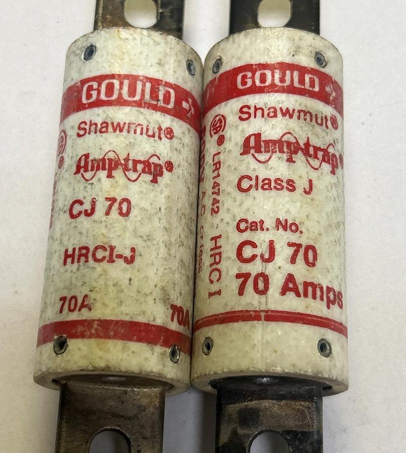 Used GOULD SHAWMUT,CJ70,FUSE 70A 600V LOT OF 2
