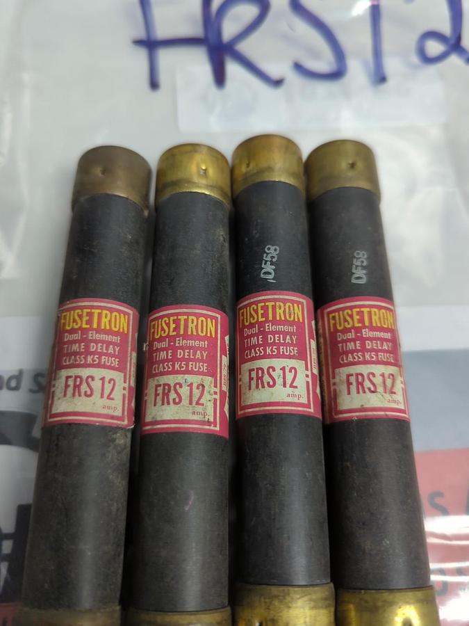 Used COOPER BUSSMANN,FRS-12,FUSETRON 12 AMP FUSE LOT OF 4 PRE-OWNED