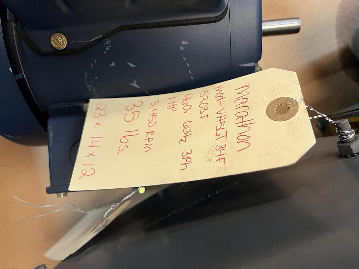 Used MARATHON,NOD393,BLOWER 1HP 3450RPM 3PH MOTOR