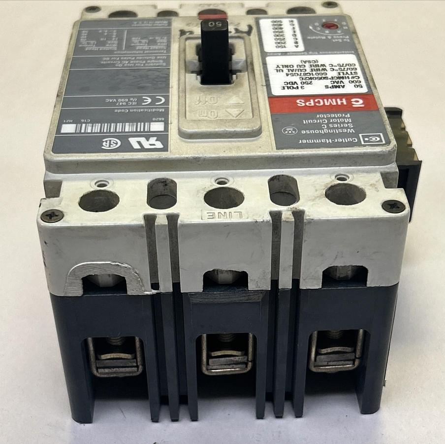 Used CUTLER-HAMMER,HMCPS050K2C,CIRCUIT BREAKER 50A 600V 3P