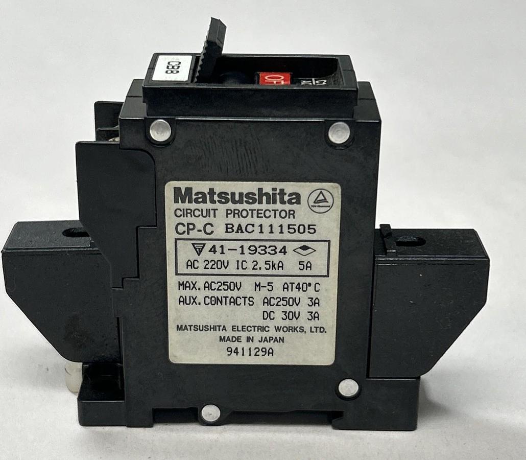 Used MATSUSHITA,BAC111505,CIRCUIT PROTECTOR 5A 220V