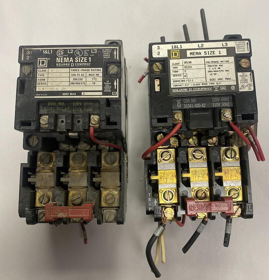 Used Square D,8536 SC0-3,Motor Starter 600V Lot Of 2