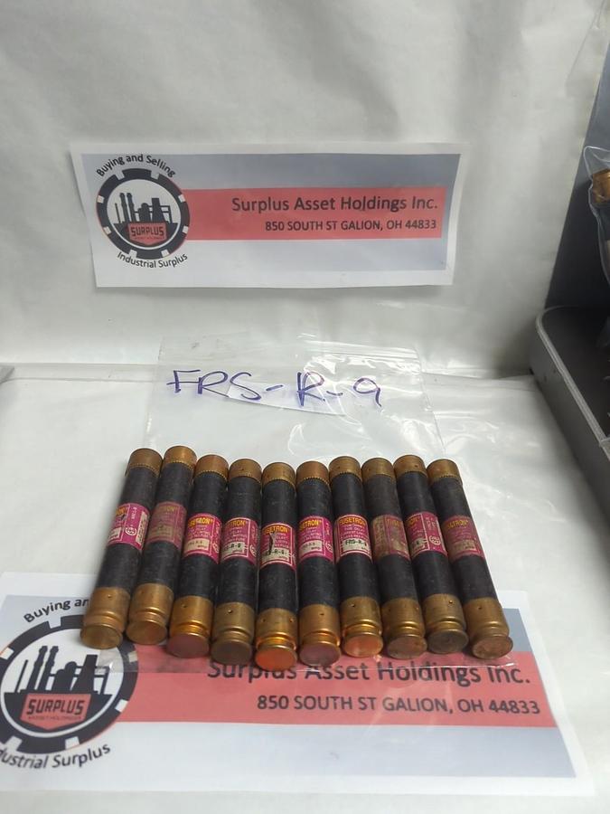 Used COOPER BUSSMANN,FRS-R-9,FUSETRON 9 AMP FUSE LOT OF 10 PRE-OWNED