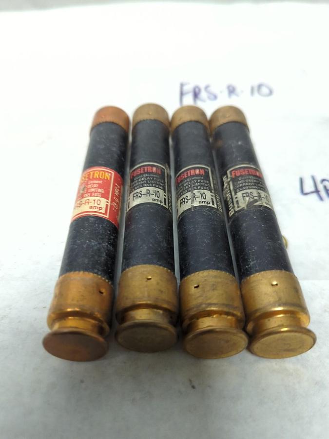 Used COOPER BUSSMANN,FRS-R-10,FUSETRON 10 AMP FUSE LOT OF 4 PRE-OWNED