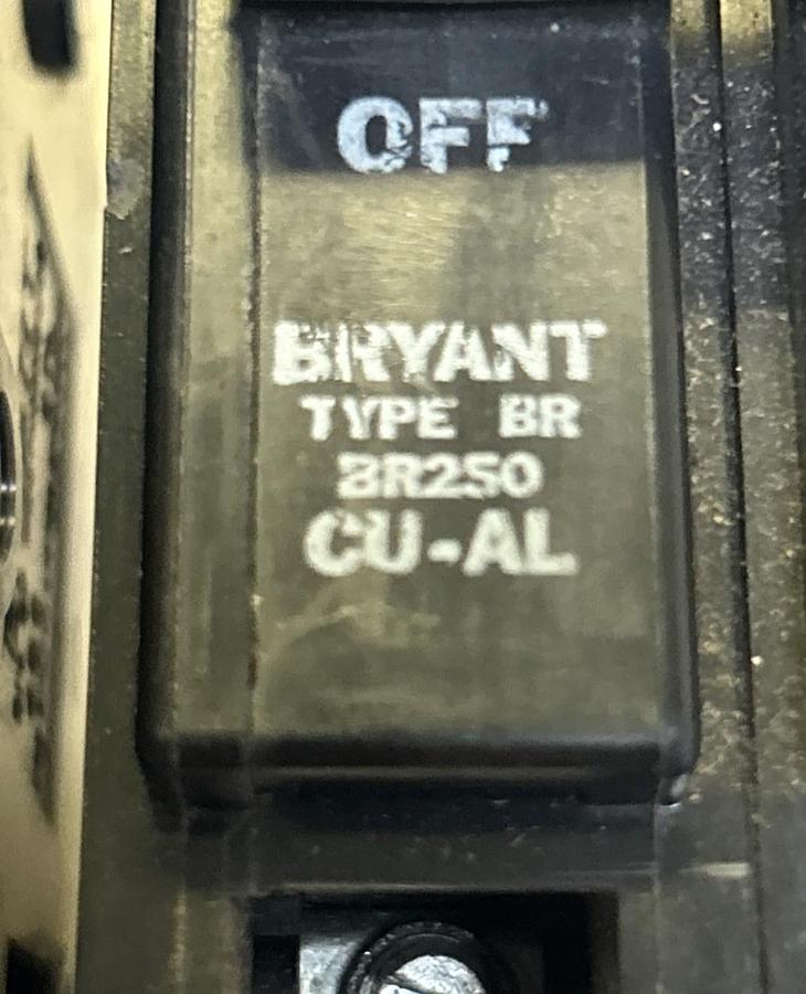 Used BRYANT,BR250,CIRCUIT BREAKER 50A 120/240V 2P LOT OF 3