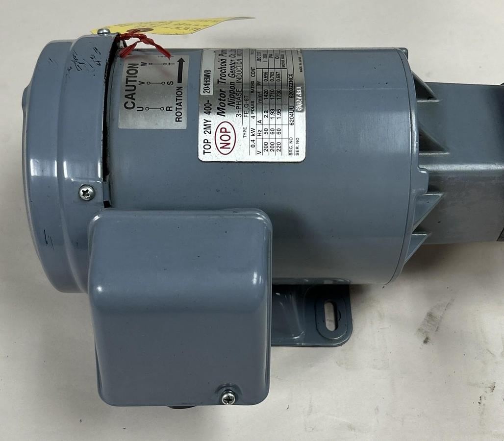 Used NIPPON,2MY400-204HBMVB,MOTOR TROCHOID PUMP 0.4KW 200/220V 1420/1730RPM 3PH