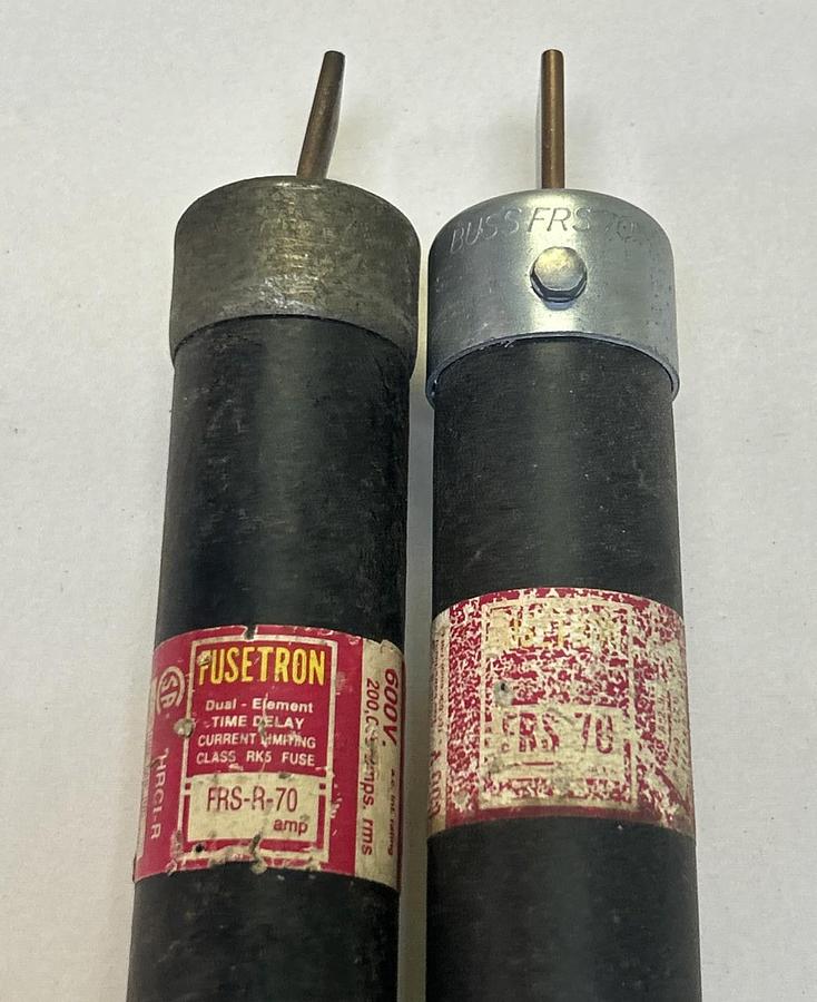 Used BUSSMANN,FRS-R-70,FUSETRON FUSE 70A 600V LOT OF 2