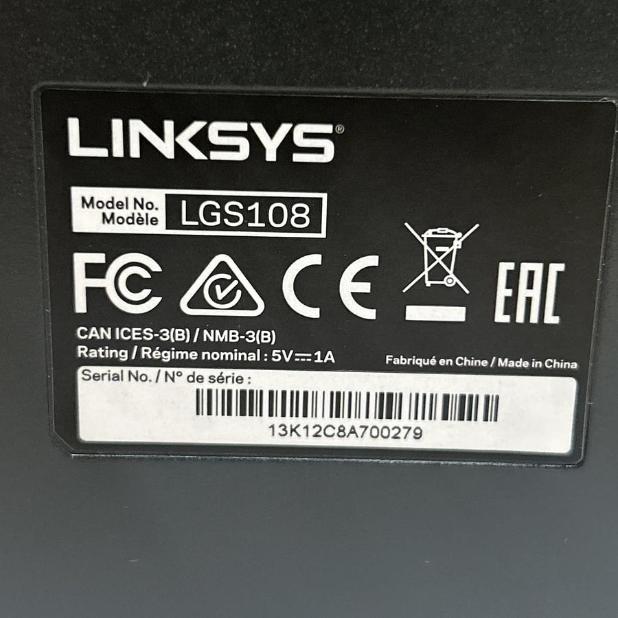 Used LINKSYS,LGS108,8-PORT GIGABIT SWITCH