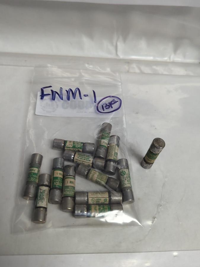 Used COOPER BUSSMANN,FNM-1,FUSETRON 1 AMP FUSE LOT OF 13 PRE-OWNED