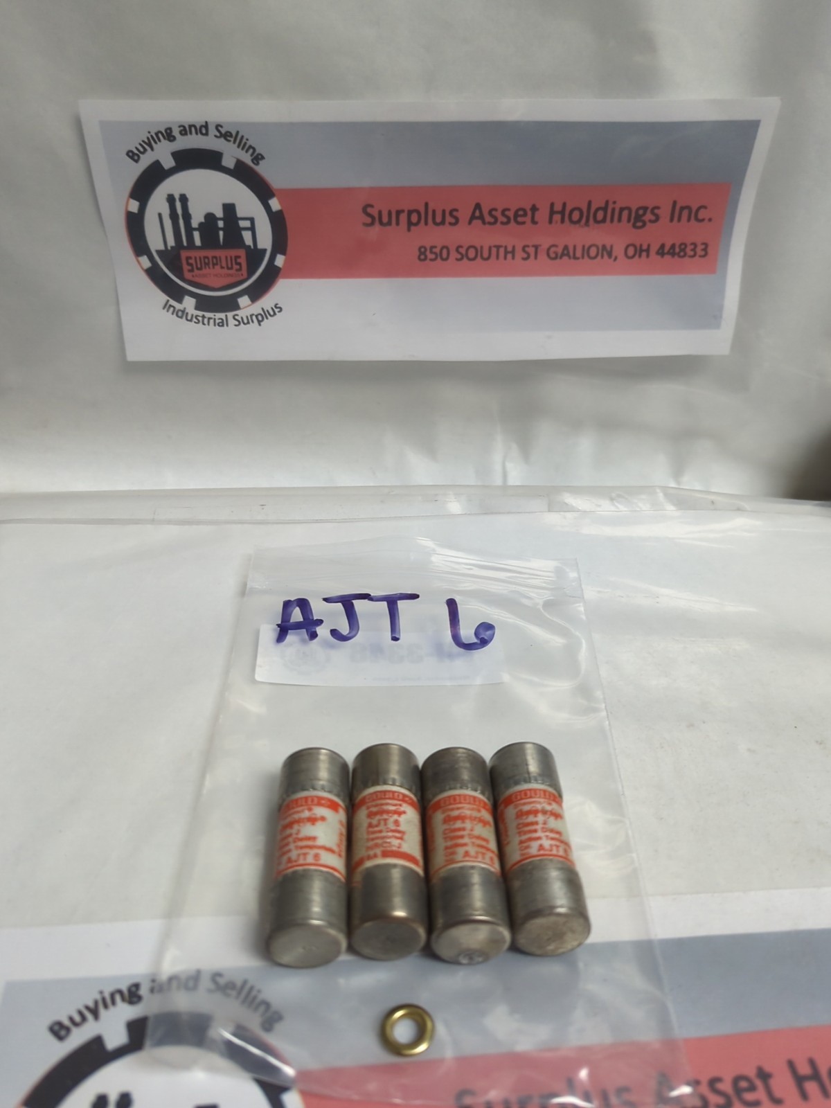 Used GOULD SHAWMUT,AJT-6,AMP-TRAP 6 AMP FUSE LOT OF 4 PRE-OWNED