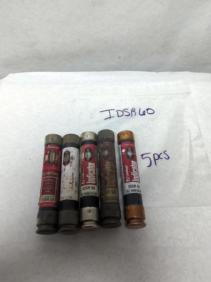 Used LITTELFUSE,IDSR60,INDICATOR 60 AMP FUSE LOT OF 5 PRE-OWNED