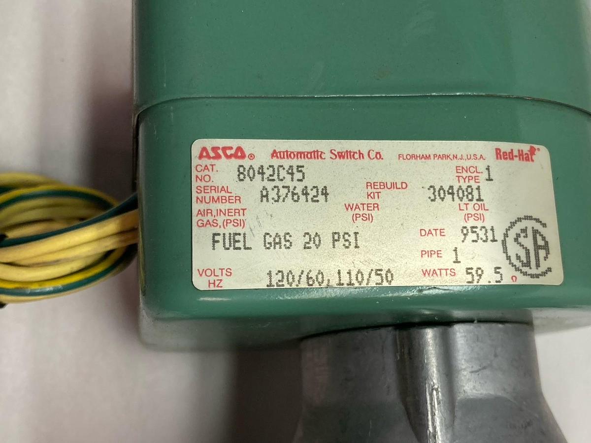 Asco,8042C45,Solenoid Valve 110-120V 50/60HZ 20 PSI 1-1/4 Inch
