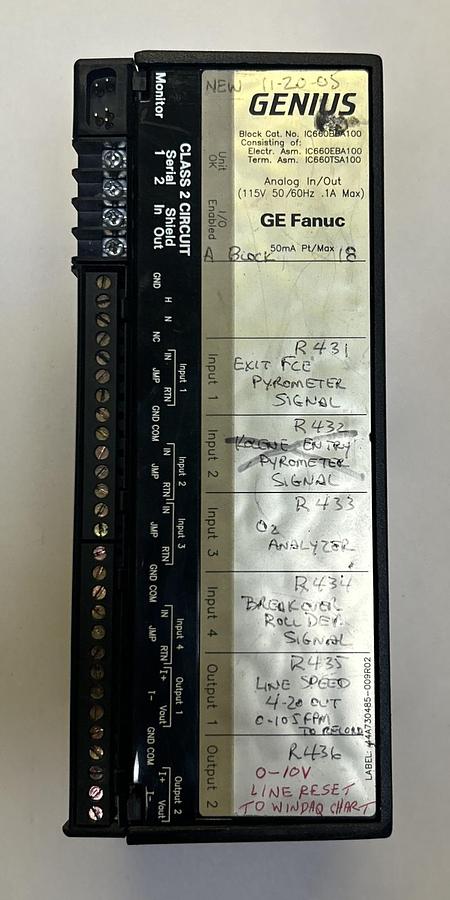 Used GE FANUC,IC660BBA100,GENIUS BLOCK ANALOG I/O MODULE