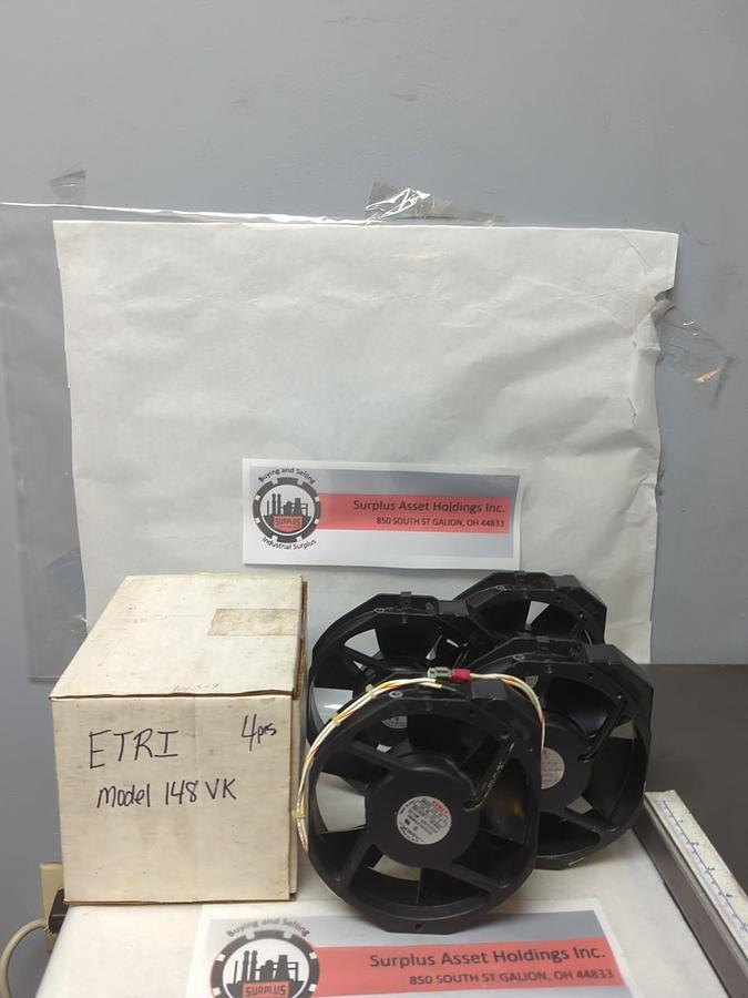Used ETRI,MODEL 148VK,THERMO PROTECTED FAN 208-240V 50/60HZ 35/33V 200/170mA LOT OF 4