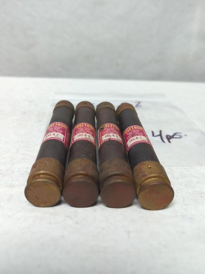 Used COOPER BUSSMANN,FRS-R-2,FUSETRON 2 AMP FUSE LOT OF 4 PRE-OWNED