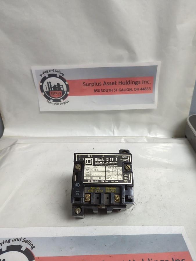 Used SQUARE D,8536-SCG3,CONTACTOR SERIES A SIZE 1 PRE-OWNED