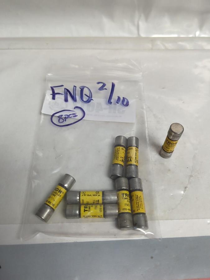 Used COOPER BUSSMANN,FNQ-2/10,TRON 2/10 AMP FUSE LOT OF 8 PRE-OWNED
