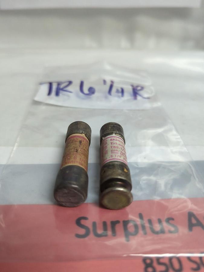 Used GOULD SHAWMUT,TR-6-1/4R,TRI-ONIC 6-1/4 AMP FUSE LOT OF 2 PRE-OWNED