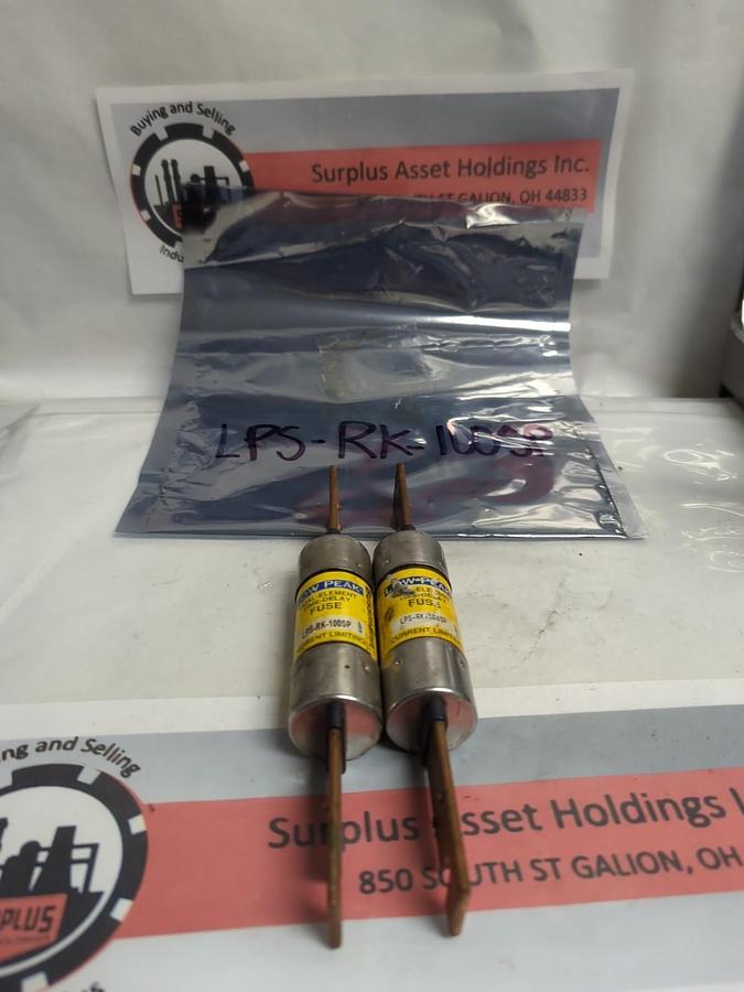 Used COOPER BUSSMANN,LPS-RK-100SP,LOW-PEAK FUSE 100 AMP LOT OF 2 PRE-OWNED