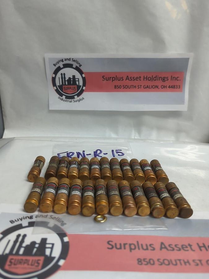 Used COOPER BUSSMANN,FRN-R-15,FUSETRON 15 AMP FUSE LOT OF 24 PRE-OWNED