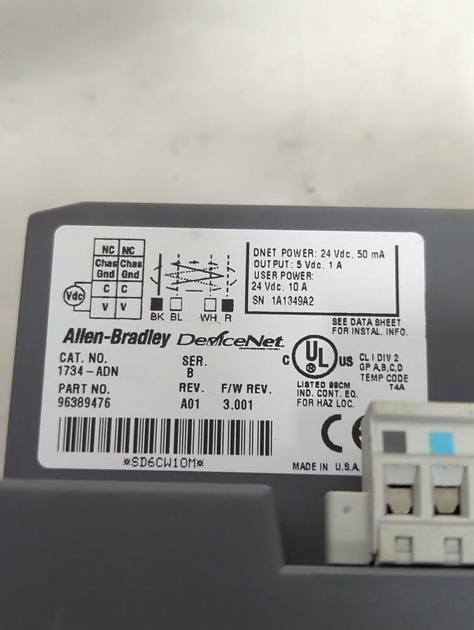 Used ALLEN BRADLEY,1734-ADN,DEVICENET SERIES B NETWORK ADAPTER PRE-OWNED