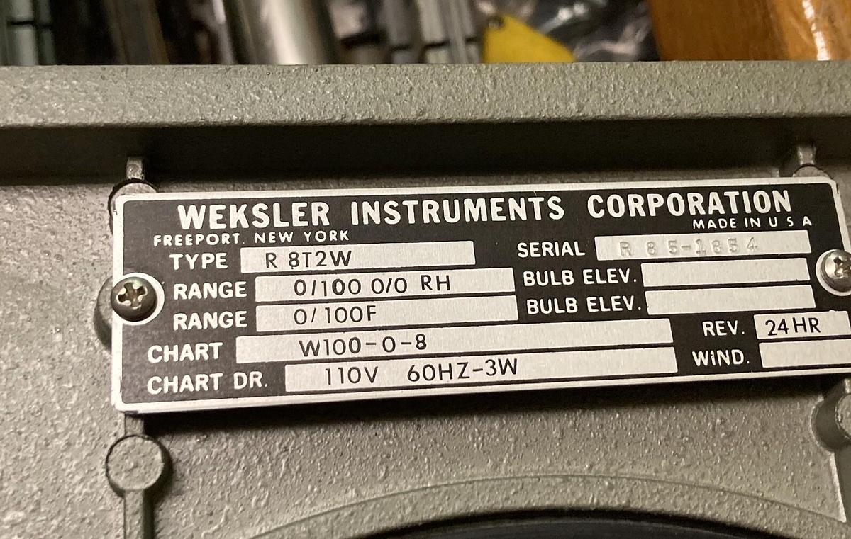 Weksler,R 8T2W,Temprature Chart Recorder