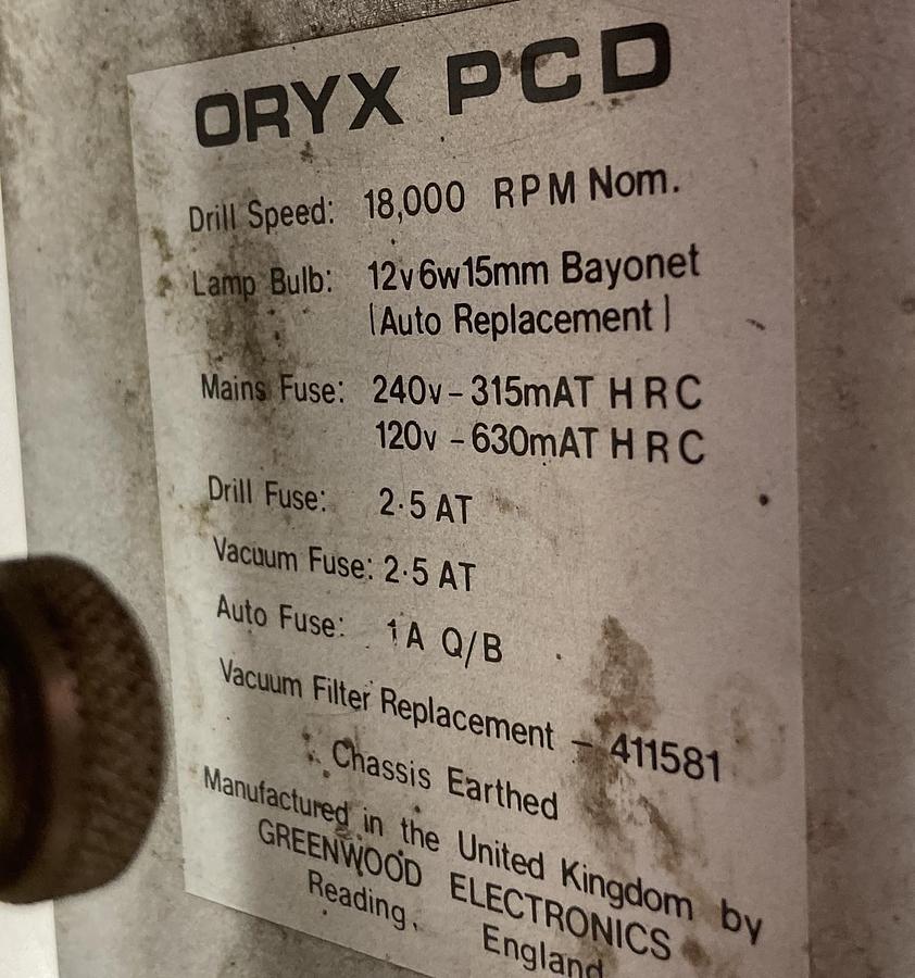 Used Oryx,9 Inch,PC Drill 18000rpm 12v6w15mm Bayonet