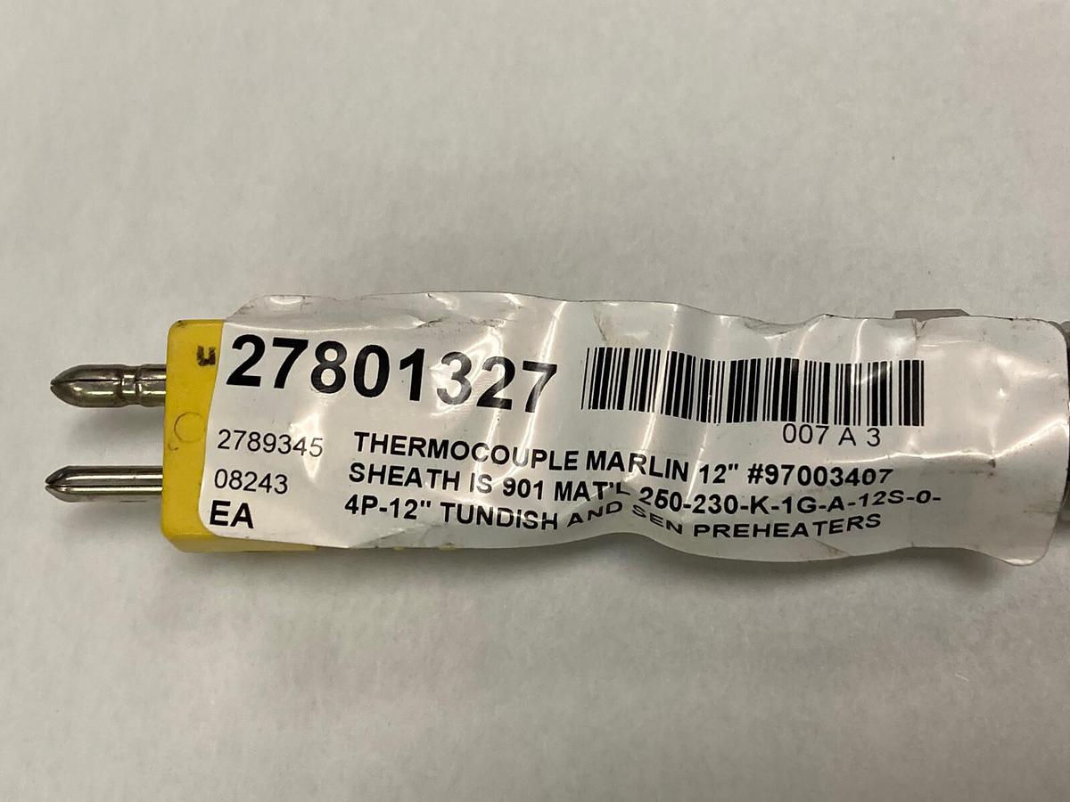 Marlin,250-230-K-1G-A-12S-0-4P-12, Thermocouple 12 INCH 97003407