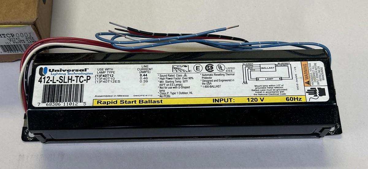 Used UNIVERSAL LIGHING TECHNOLOGIES,412LSLHTCP,MAGNETIC BALLAST 120V NOS
