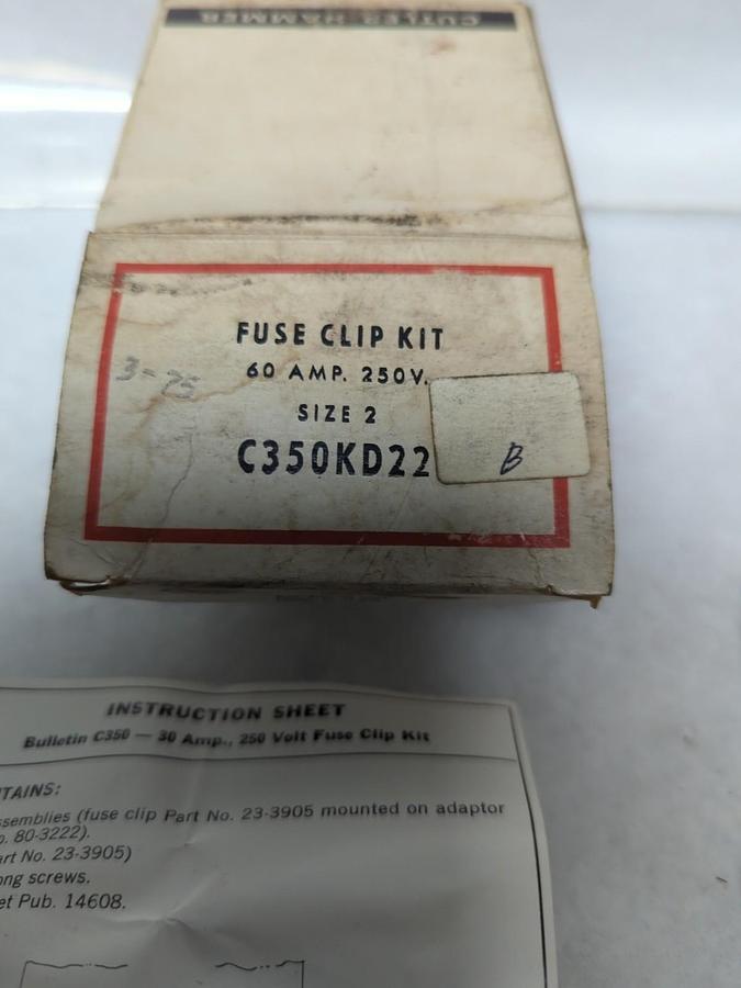CUTLER-HAMMER,C350KD22,FUSE CLIP KIT 60 AMP 250V SIZE 2 NOS