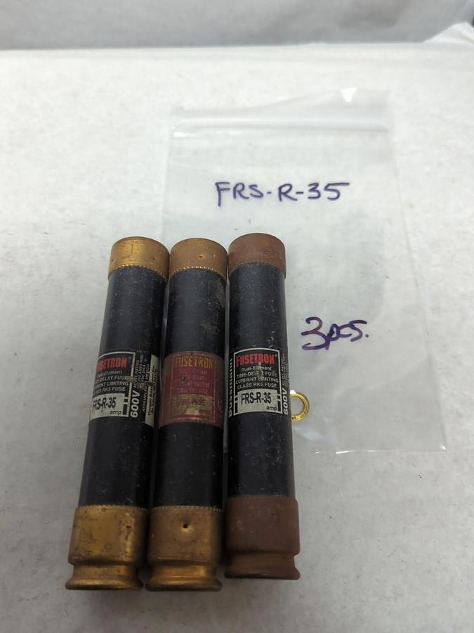 Used COOPER BUSSMANN,FRS-R-35,FUSETRON 35 AMP FUSE LOT OF 3 PRE-OWNED