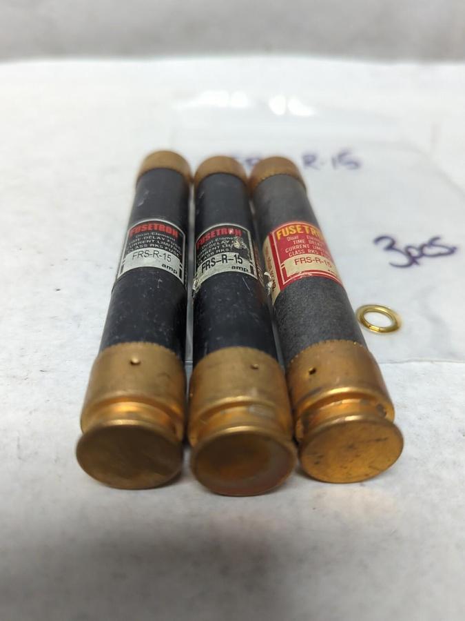 Used COOPER BUSSMANN,FRS-R-15,FUSETRON 15 AMP FUSE LOT OF 3 PRE-OWNED