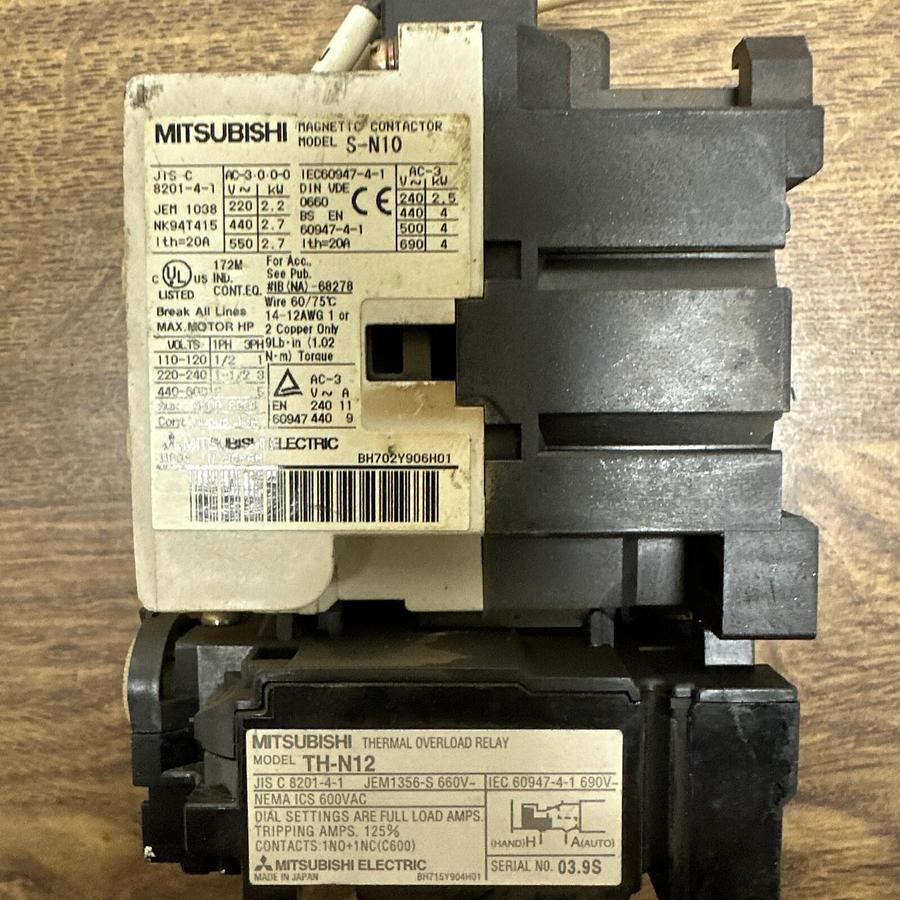 Used Mitsubishi,S-N10,Contactor wTH-N12 Overload Relay