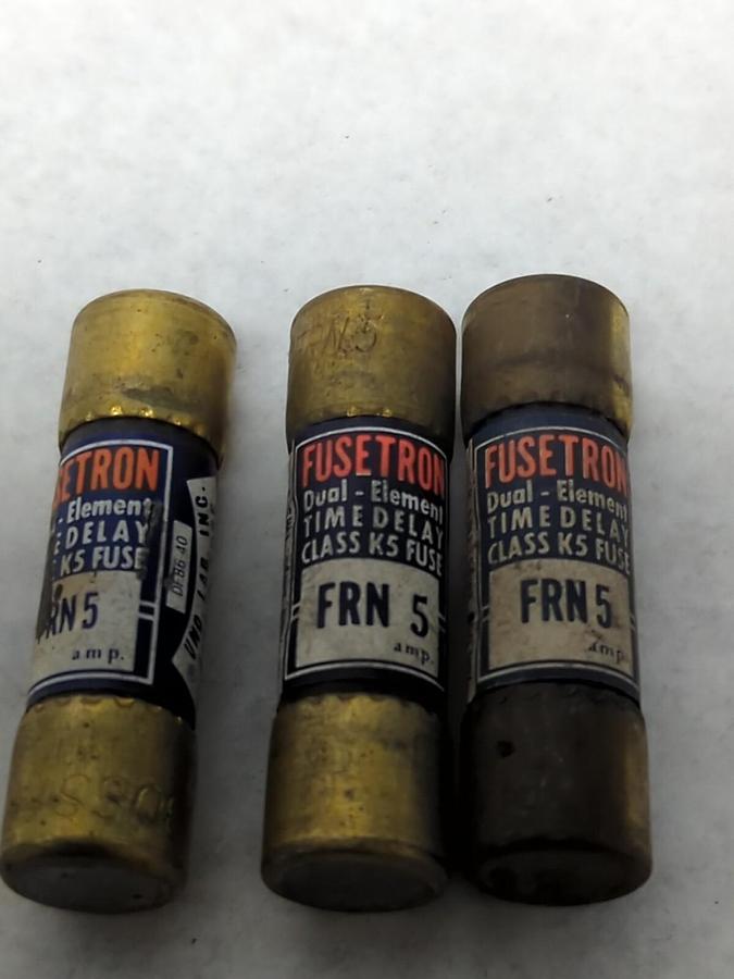 Used COOPER BUSSMANN,FRN-5,FUSETRON 5 AMP FUSE LOT OF 3 PRE-OWNED