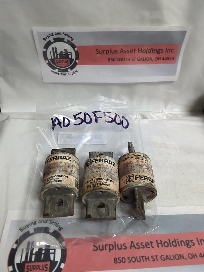 Used FERRAZ,A050F500,FUSE 500 AMP LOT OF 3 PRE-OWNED