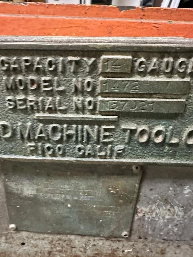 Used Diamond Machine 1472,72" 14 Gauge Power Squaring Shear