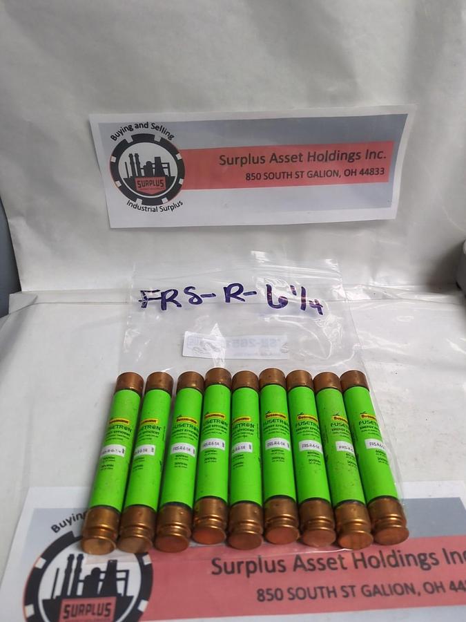 Used COOPER BUSSMANN,FRS-R-6-1/4,FUSETRON 6-1/4 AMP FUSE LOT OF 9 PRE-OWNED