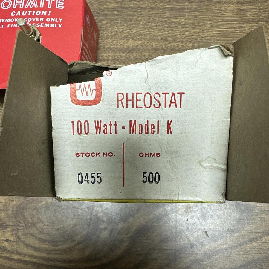 Ohmite,0455,Rheostat 100 Watt 500 Ohm Model K
