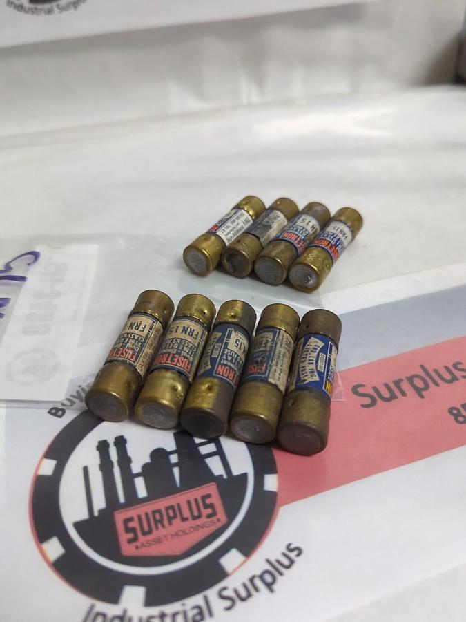 Used COOPER BUSSMANN,FRN-15,FUSETRON 15 AMP FUSE LOT OF 9 PRE-OWNED