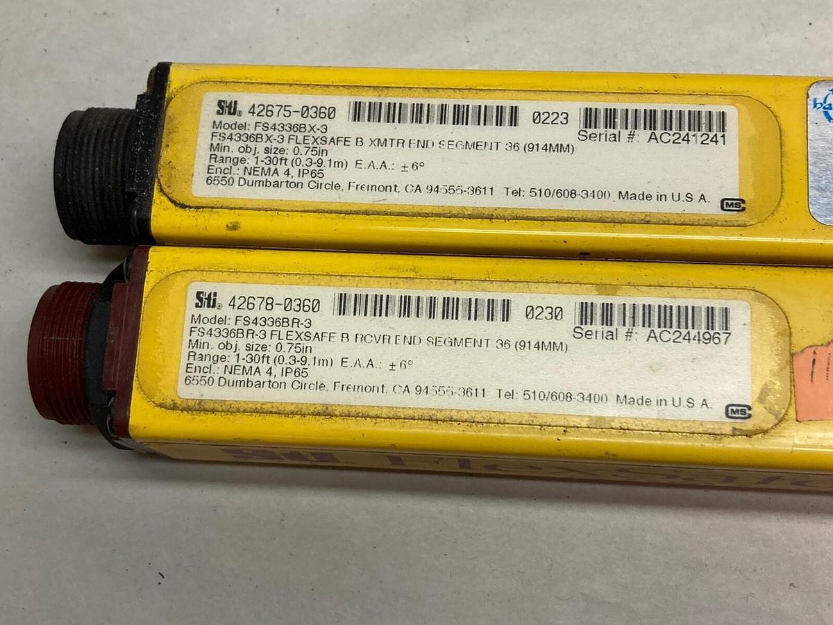 Used STI,MS4336BR-3 Receiver/MS4336BX-3 Emitter, Safety Light Curtain