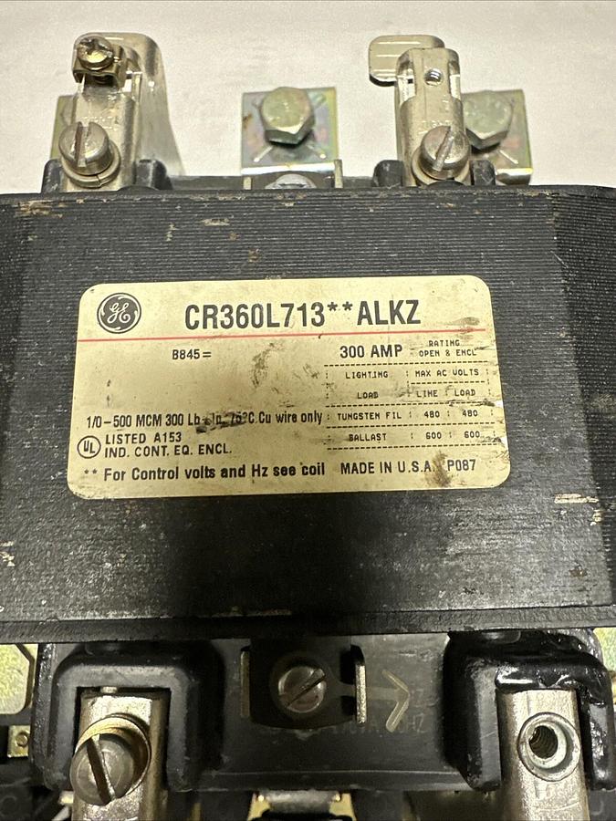 Used GE,CR360L713**ALKZ,300 Amp Lighting Contactor 110-120v coil