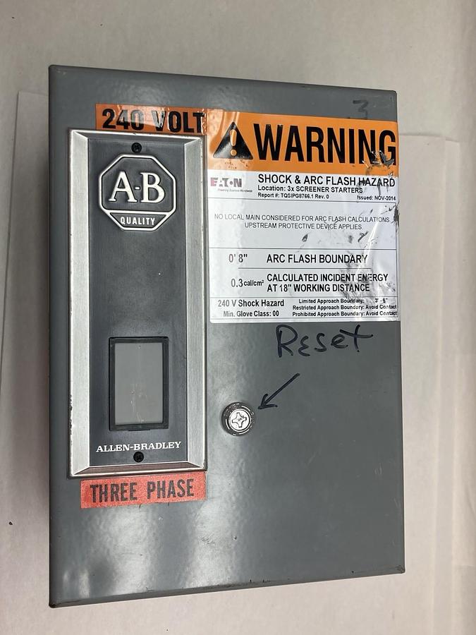 Used Allen-Bradley,509-AAA,3-Phase Starter Enclosure Ser B/509-A0A Contactor