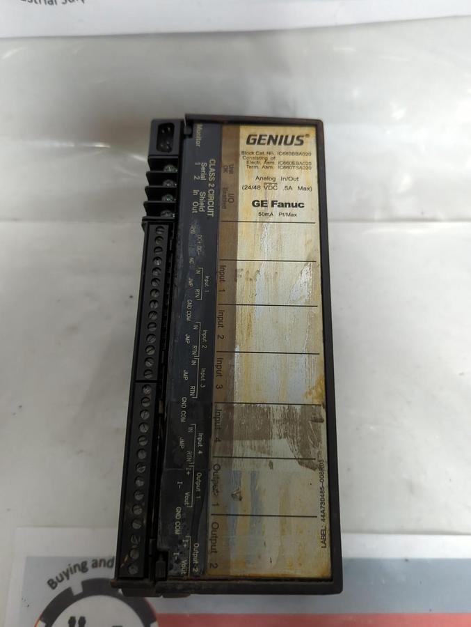 Used GE FANUC,IC660BBA020,GENIUS BLOCK ANALOG IN/OUT MODULE PRE-OWNED
