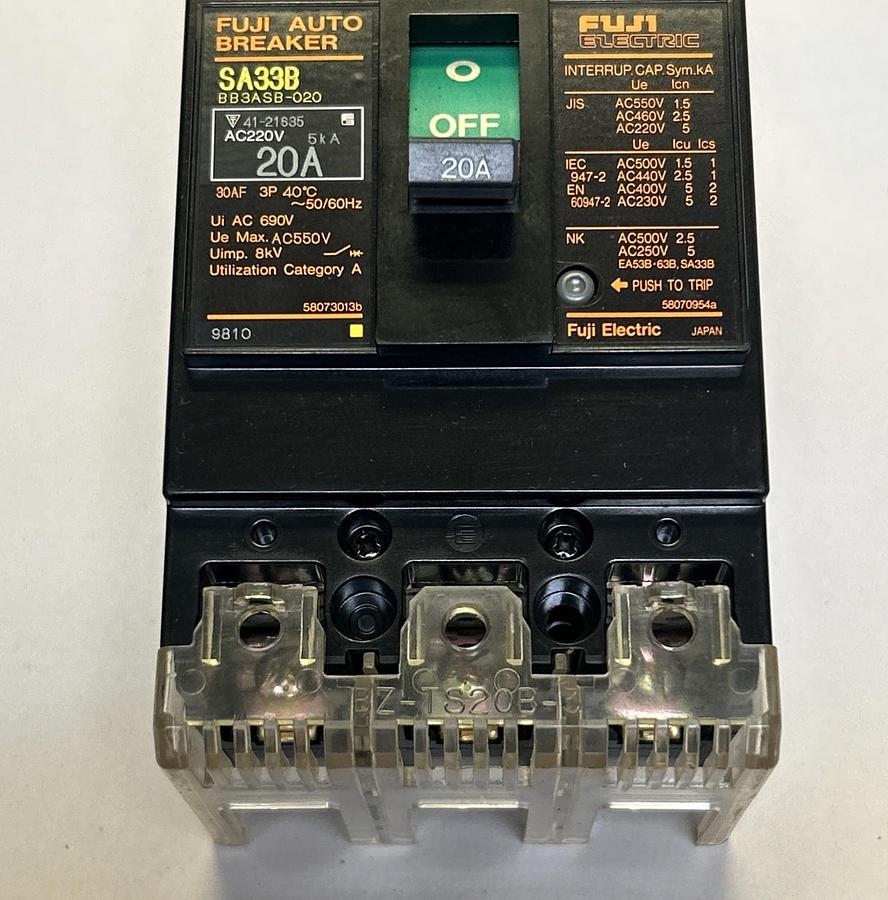 Used FUJI,BB3ASB-020,CIRCUIT BREAKER 20A 690V 3P