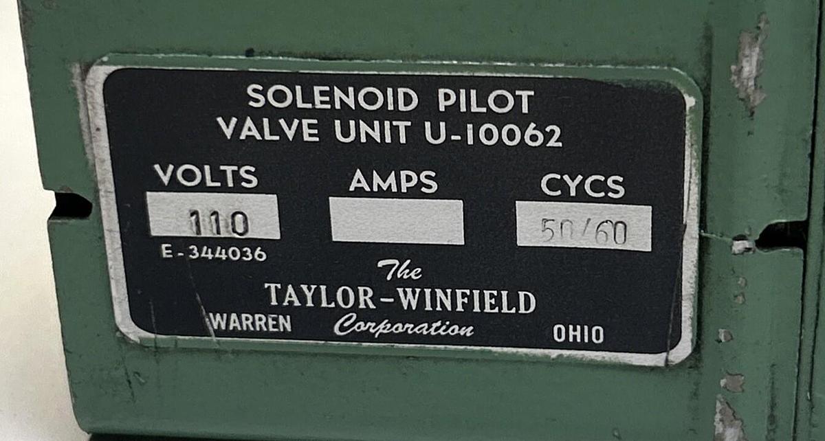 Used TAYLOR-WINFIELD,U-10062,SOLENOID PILOT VALVE
