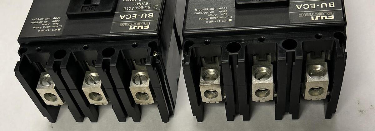 Used FUJI ELECTRIC,BU-ECA3015,CIRCUIT BREAKER 15A 240V 3P LOT OF 2